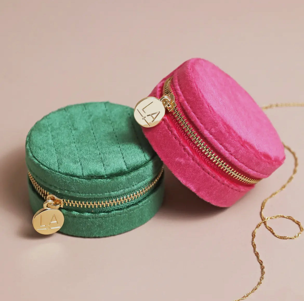 Fuchsia Pink Quilted Velvet Jewellery Case