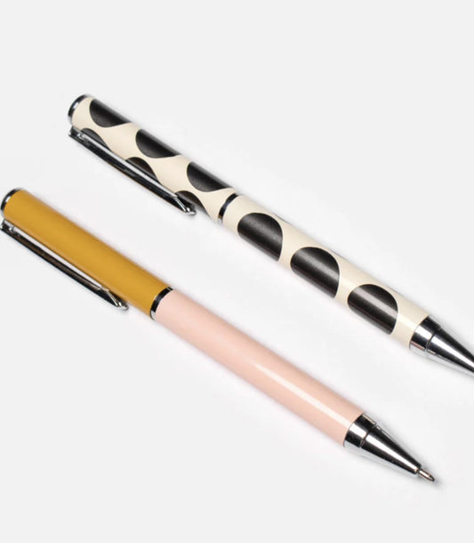 Pale Pink and Black & White Dot Pen Set
