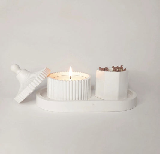 White Tealight Candle Holder Gift Set