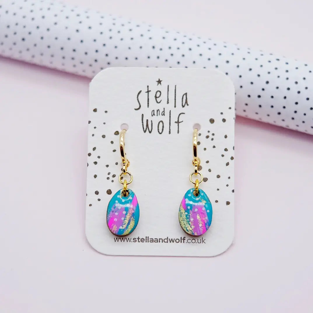 Colourful Abstract Teardrop Dangle Earrings