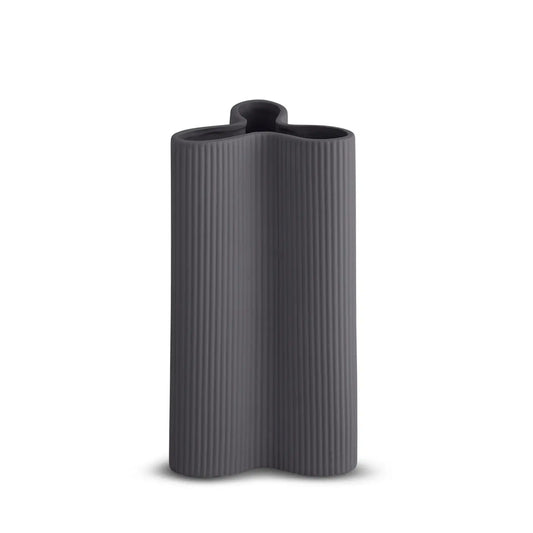 Charcoal Ribbed Petal Vase