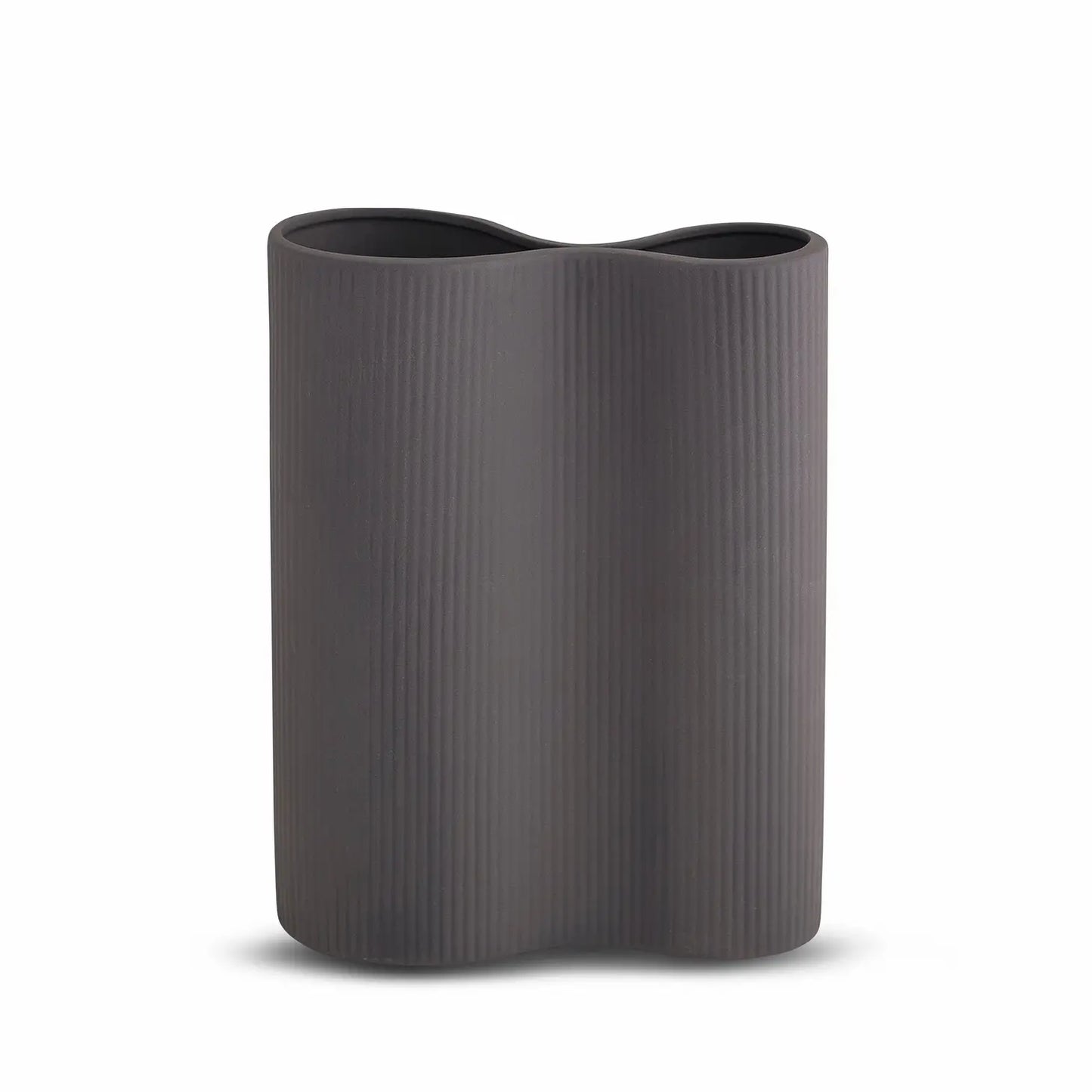 Charcoal Ribbed Porcelain Infinity Vase