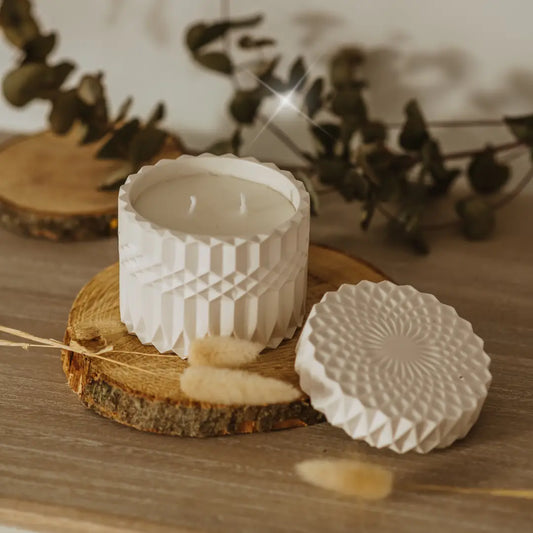White Geo Stone Candle - Orange Cinnamon & Clove