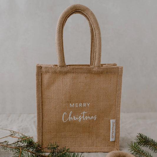 Merry Christmas Jute Gift Bag