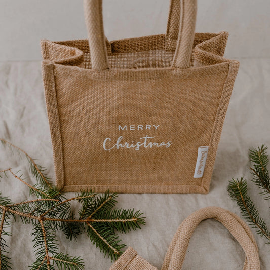 Merry Christmas Jute Gift Bag
