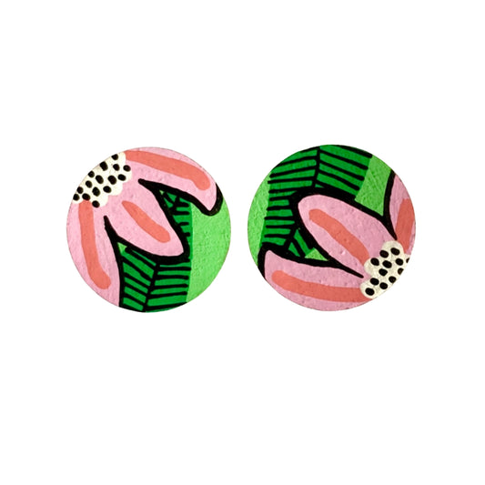 Pink Wild Flower Studs