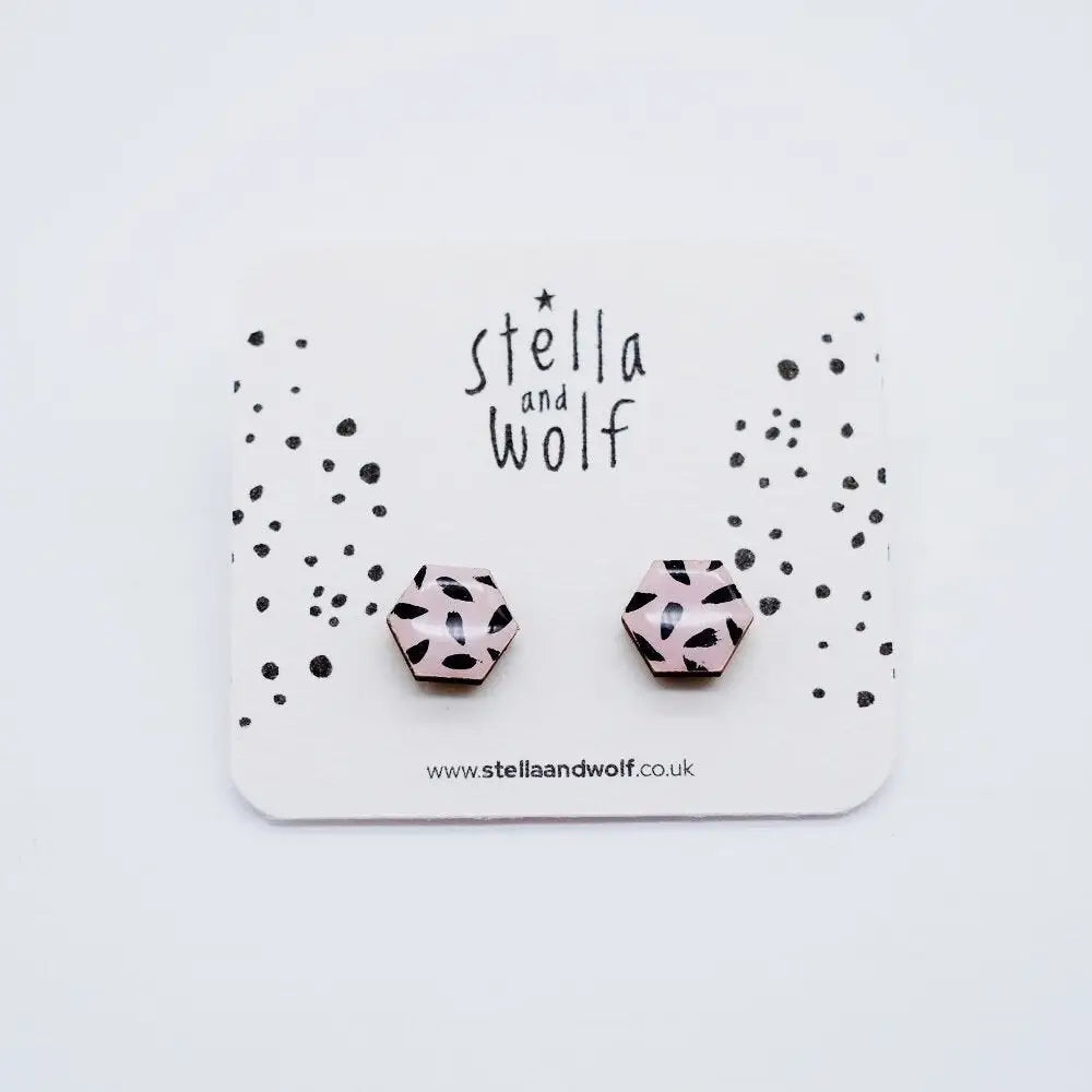 Pink and Black Modern Retro Style Earrings