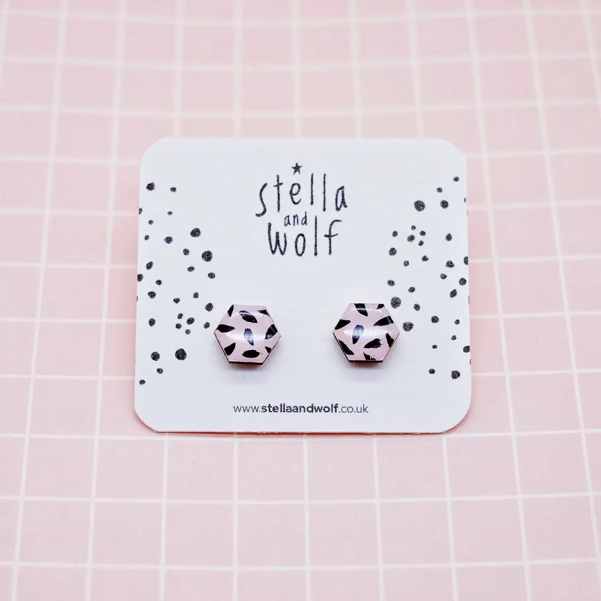 Pink and Black Modern Retro Style Earrings