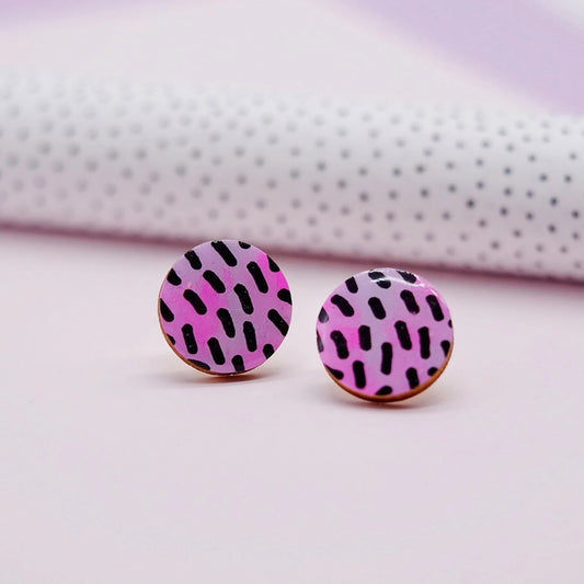 Pink and Black Dash Studs
