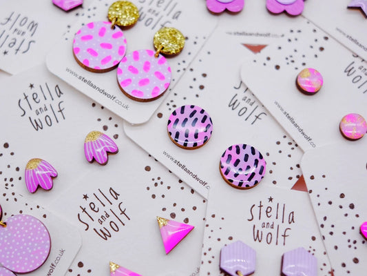 Pink and Black Dash Studs