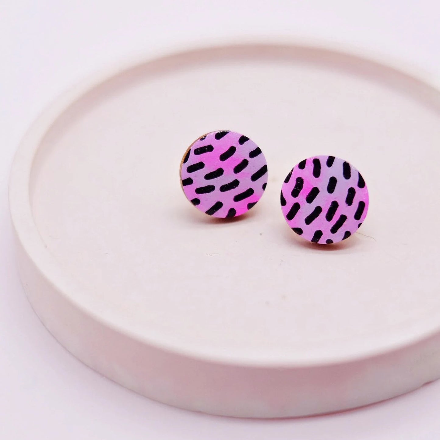 Pink and Black Dash Studs