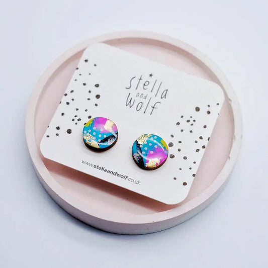 Colourful Abstract Wooden Earrings