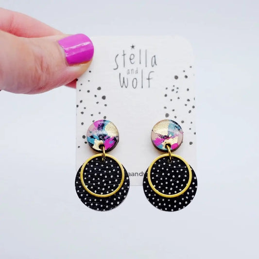 Abstract Polka Dot Drop Earrings