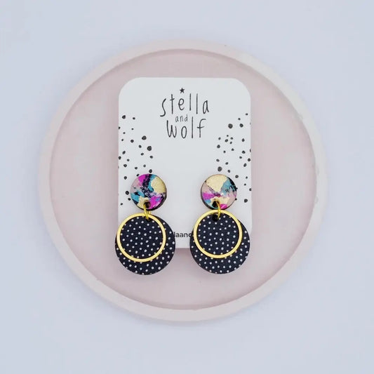 Abstract Polka Dot Drop Earrings
