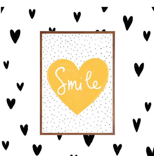 Smile - Yellow and Monochrome Print