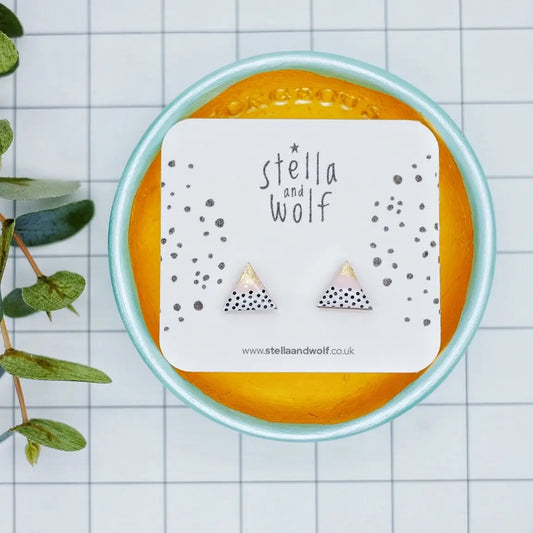 Pink Spotty Triangle Earrings